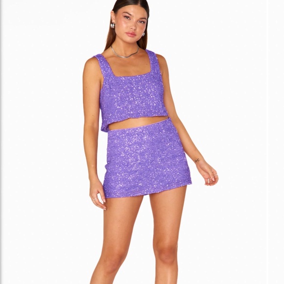 Show Me Your MuMu Dresses & Skirts - Show Me Your MuMu Purple Sequin Skirt Set